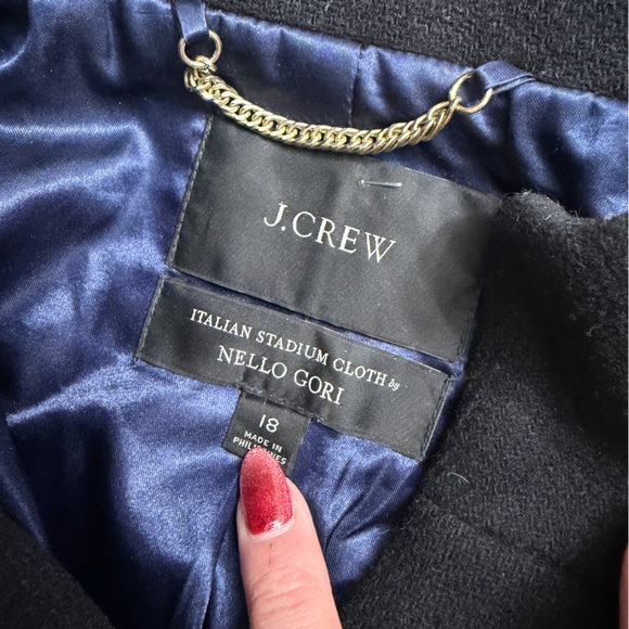 J.Crew Cocoon Coat in Black Italian Stadium-Cloth Wool Jacket Nello Gori Size 18 - Picture 4 of 6